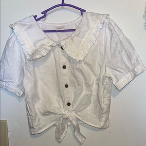 💋3/$30 Next White Blouse with Puff Sleeves and Tie Front